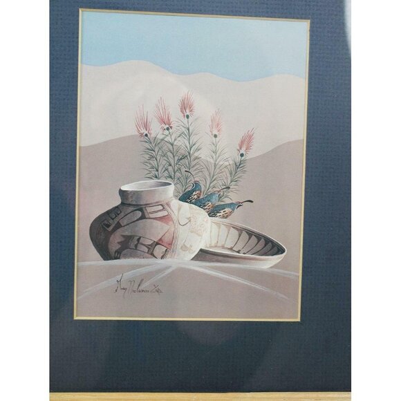 Greg Anderson "Hopi With Quail" Southwest Repro Print Framed Matted - Picture 3 of 6
